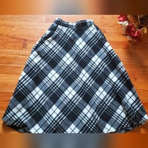 IDEALSANXUN Womens High Elastic Waist Maxi Skirt Aline Plaid Wool Blend XS NWOT